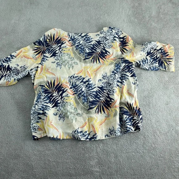 Chicos Womens No Iron Linen Tropical Print Top Size 2 (L) Multicolor 4869 - Picture 2 of 8